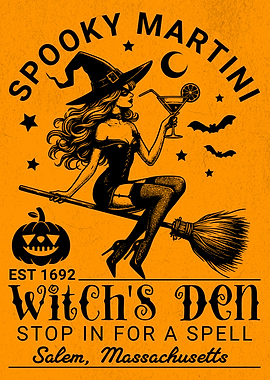 Spooky Martini Witch's Den Halloween Poster