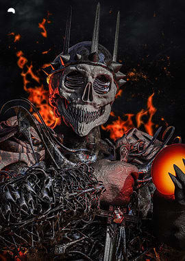 Skeletal Dark Lord with Fiery Orb