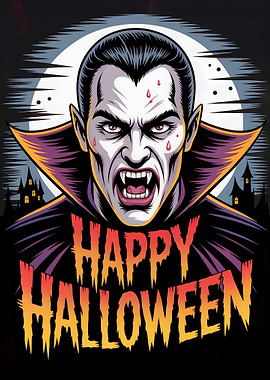 Vampire Happy Halloween Illustration