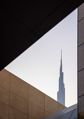 Burj Khalifa framed by architecture