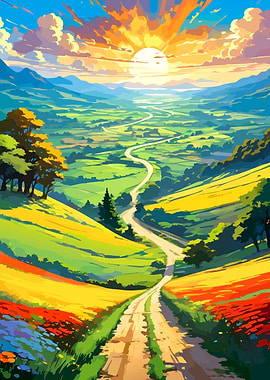 Scenic Valley Road at Sunrise