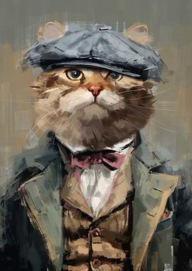 Dapper Cat Portrait with Bowtie