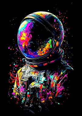 Colorful Astronaut in Space Suit