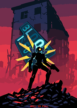 Ultrakill Fanart: V1 in Ruined City