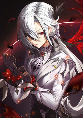 Anime Girl with White Hair and Roses