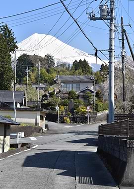 Mount Fuji view from Japanese street