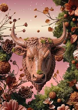 Floral Taurus (Bull) Sculpture