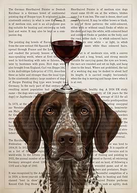 German Shorthaired Pointer with Wine Glass