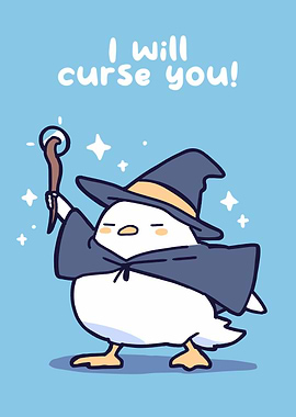 Cute Wizard Duck Cartoon Illustration