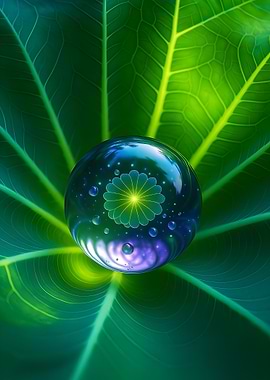 Water droplet on green leaf