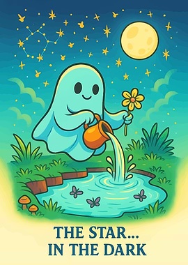 Cute Ghost with Flower and Watering Can