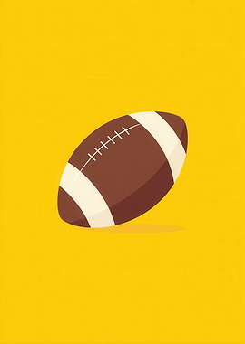 American Football on Yellow Background