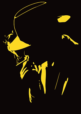 Yellow Silhouette on Black Background