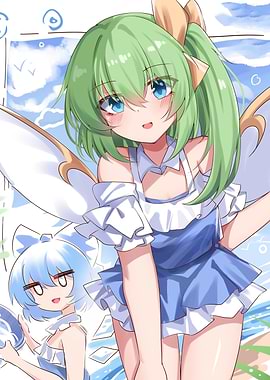 Anime Fairy Girls with Blue Dresses