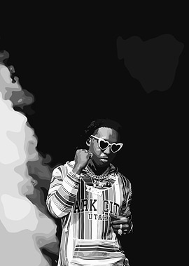 Black and White Portrait of Rapper
