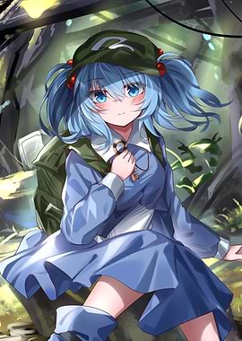 Anime Girl with Key in Forest