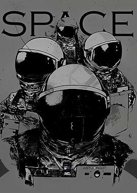 Astronauts in Space Illustration