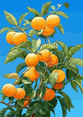 Orange Tree with Fruit and Leaves
