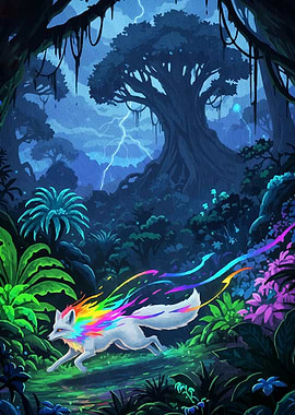 Rainbow Fox Enchanted Forest