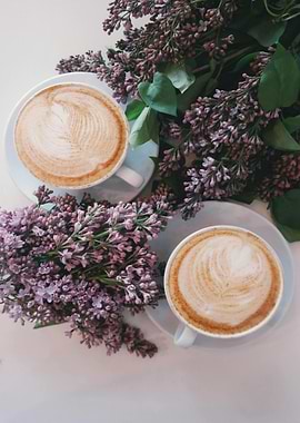 Coffee and Lilacs Still Life