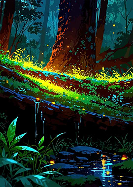 Enchanted Forest Stream Digital Art