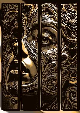 Abstract Portrait with Vertical Bars