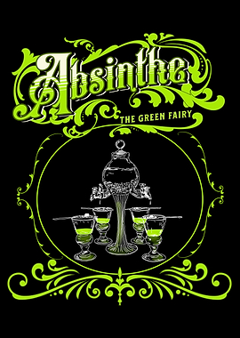 Vintage Illustrated Absinthe Set