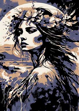 Floral Crowned Woman in Nature