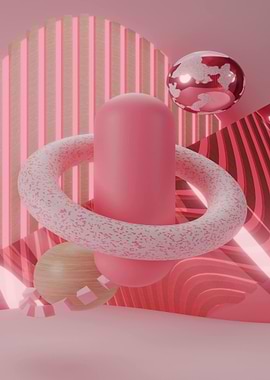 Abstract Pink Geometric Composition