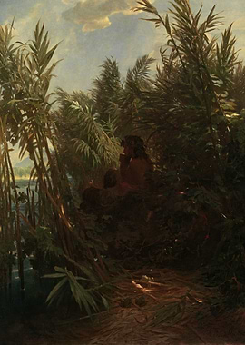 Moses in the Bulrushes Painting