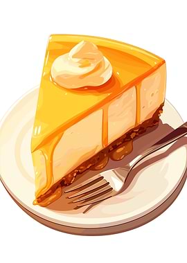 Cheesecake Slice with Topping Illustration