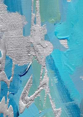 Abstract Light Blue and Silver Painting