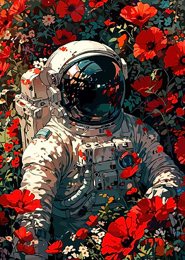 Astronaut in a Field of Poppies