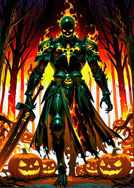 Halloween Knight with Flaming Armor