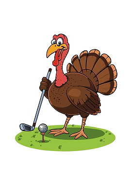 Funny Turkey Playing Golf
