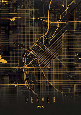 Denver, USA City Map Artwork - Modern Minimalist Street Map of Denver's Iconic Urban Landscape