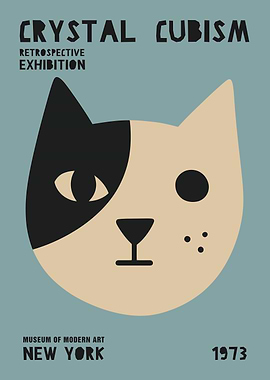 Crystal Cubism Cat Exhibition Poster