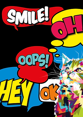 Colorful Cat Comic Hope Iconic Pop Art
