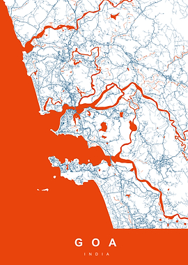 Goa, India Map Art Print