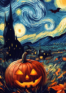 Halloween Night Pumpkin Starry Sky