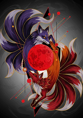 Nine-tailed Foxes Red Moon
