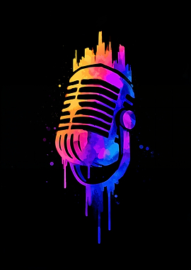 Colorful Microphone Watercolor Art