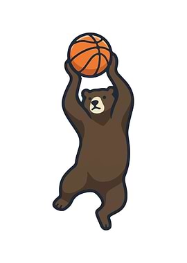 Cartoon Bear with Basketball
