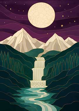 Mountain Waterfall kintsugi