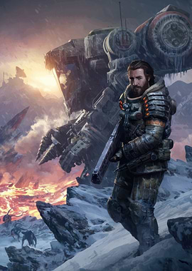 Sci-Fi Soldier in Snowy Planet