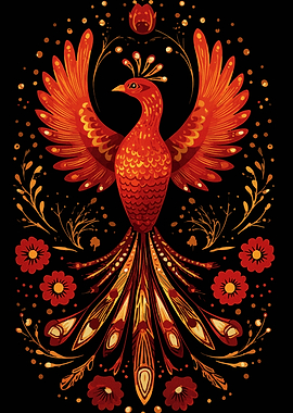 Stylized Phoenix Bird Illustration