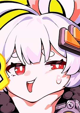 Anime Girl Wink with Red Eyes