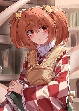 Anime Girl with Book in Library