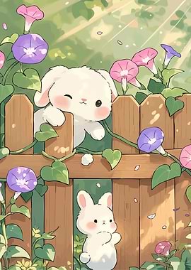 Bunnies Morning Glories