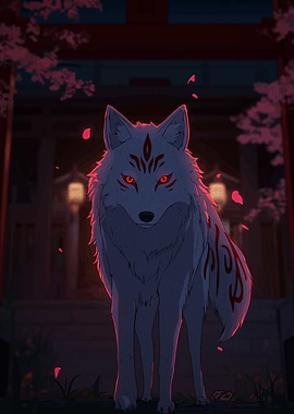 Mystical Wolf in Shrine Setting